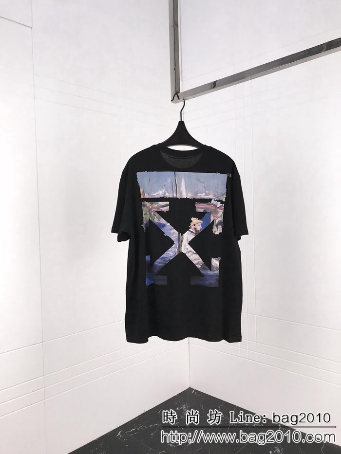 OFF-White19ss早春 油畫箭頭 黑色短袖T-shirt 新季新元素油畫圖案 康麗數碼直噴印花 高品質 男女同款 ydi2257